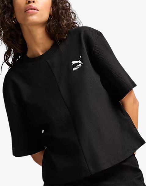 PUMA Classics Ribbed Relaxed Tee Black