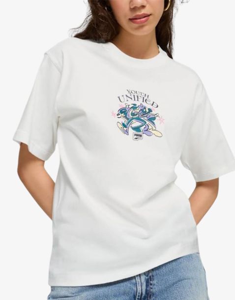 PUMA Downtown Relaxed Graphic Tee White