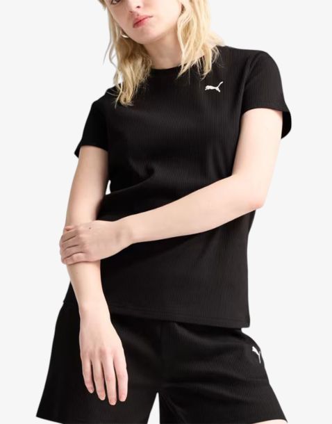 PUMA Ess Elevated Rib Tee Black