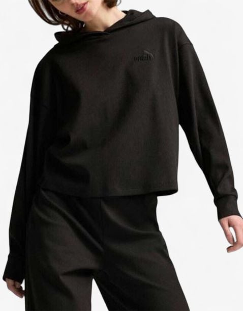 PUMA Essentials Elevated Ribbed Hoodie Black