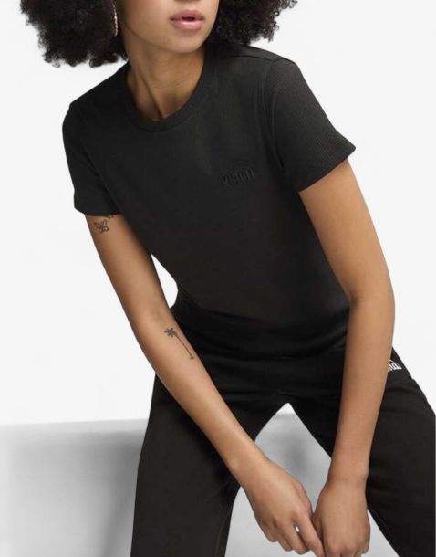 PUMA Essentials Elevated Ribbed Tee Black