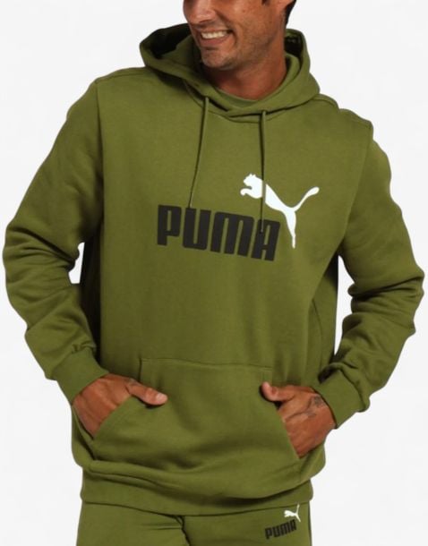 PUMA Essentials+ 2 Color Big Logo Hoodie Olive