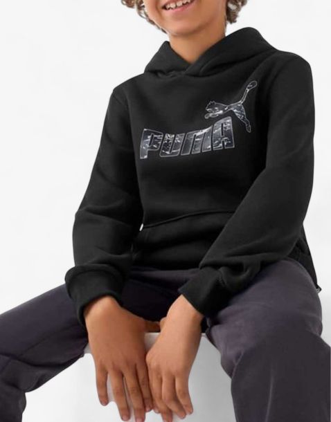 PUMA Essentials+ Camo Fleece Hoodie Black