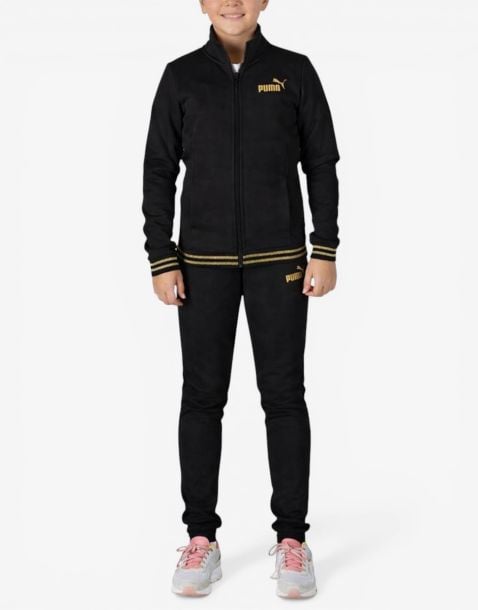 PUMA Essentials+ Glitter Full-Zip Tracksuit Black