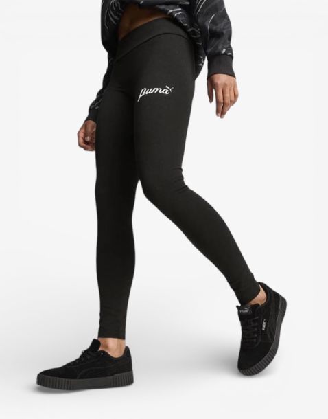 PUMA Essentials+ Script Leggings Black