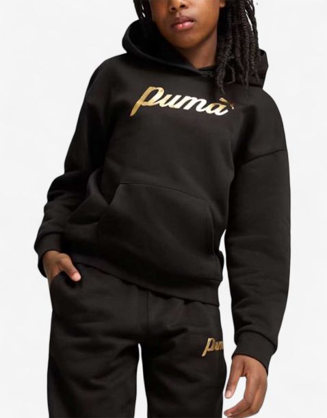 PUMA Essentials+ Script Metallic Hoodie Black