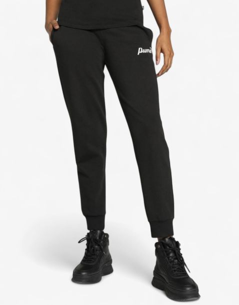 PUMA Essentials+ Script Track Pants Black