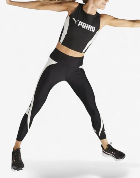 PUMA Fit High-Waisted 7/8 Colorblock Leggings Black/White