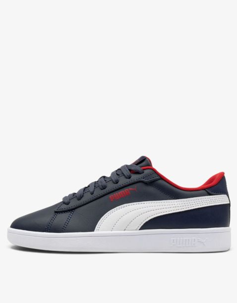 PUMA Smash 3.0 Leather Jr Navy/Red