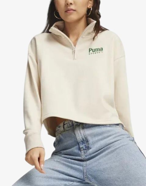 PUMA Team Half-Zip Crew Top Beige
