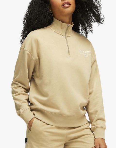 PUMA Team Womens Half-Zip Sweatshirt Pink