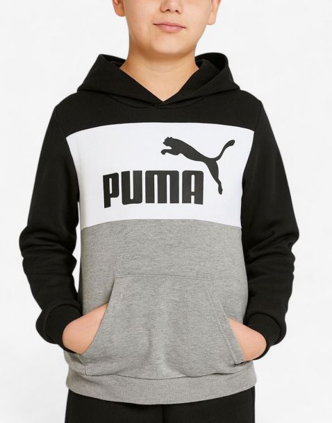 PUMA Essentials+ Colorblock Fleece Hoodie Grey/Black