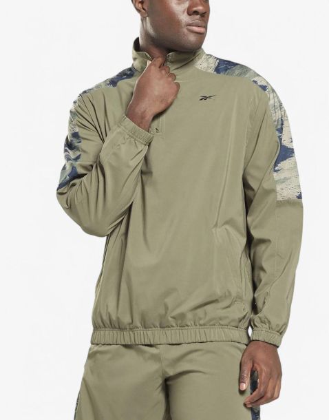 REEBOK Training Camo 1/4 Zip Sweatshirt Green