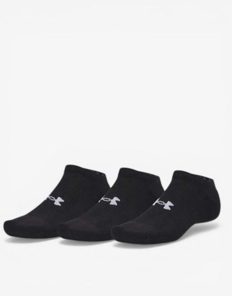 UNDER ARMOUR 3-Packs Performance No Show Cotton Socks Black