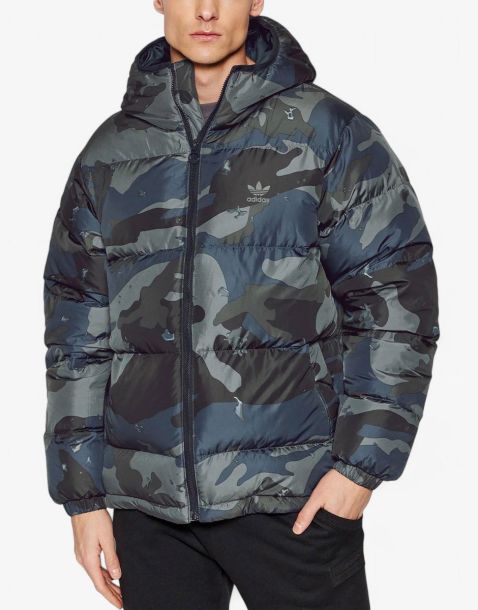 ADIDAS Originals Down Camo Puffer Jacket Navy/Grey