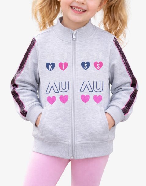 CHICCO Girls Full-Zip Track Top Light Grey/Pink