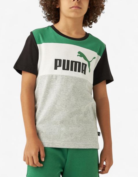 PUMA Essentials+ Colorblock Tee Grey/Green