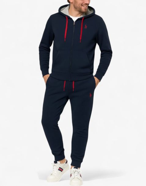 US POLO Full Zip Hooded Tracksuit Navy