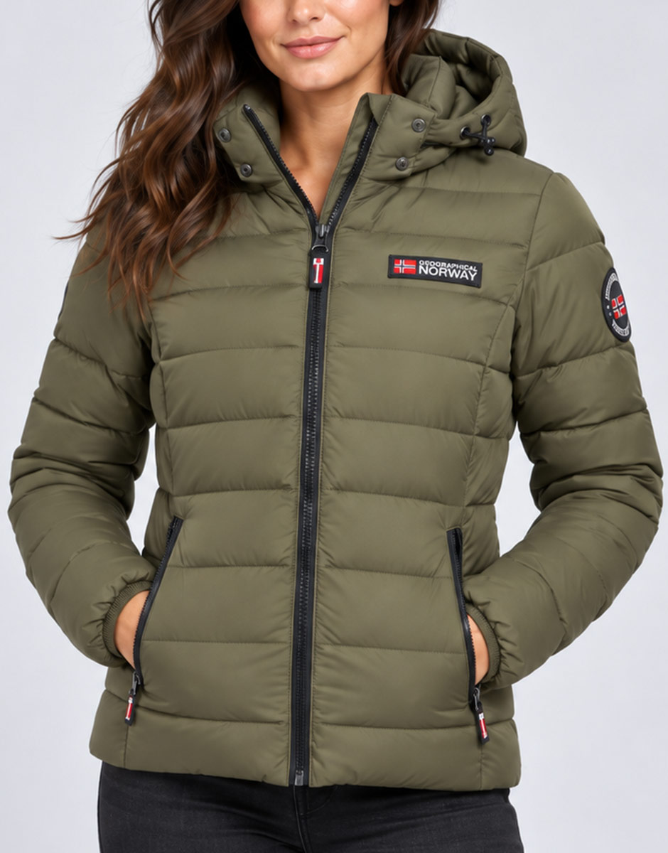 GEOGRAPHICAL NORWAY Atichoko Puffer Hoodie Jacket Khaki