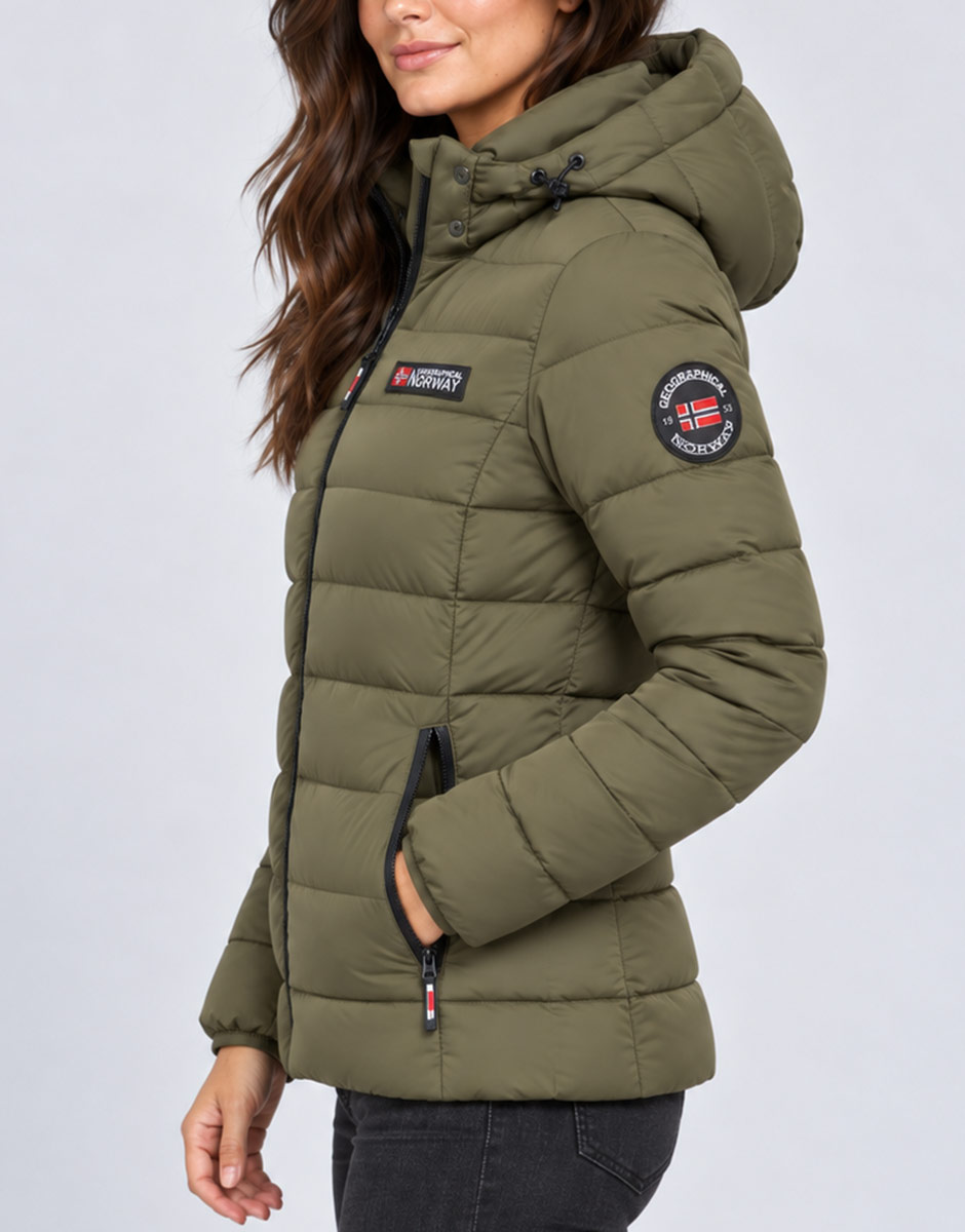 GEOGRAPHICAL NORWAY Atichoko Puffer Hoodie Jacket Khaki