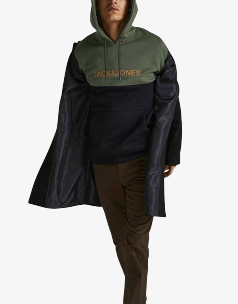 JACK&JONES Colourblock Logo Hoodie Green