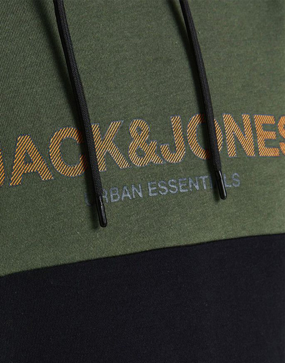 JACK&JONES Colourblock Logo Hoodie Green