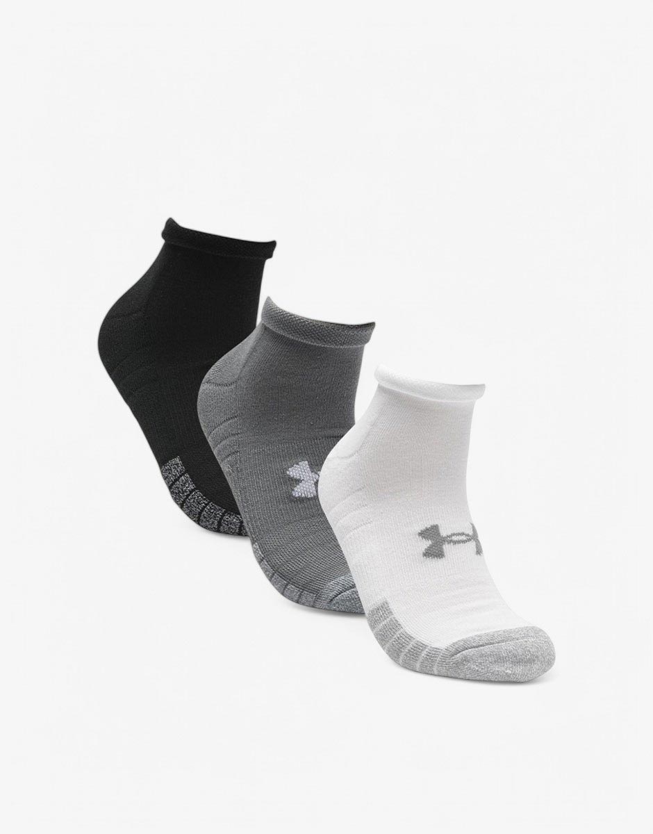 UNDER ARMOUR 3-Packs Heatgear Low Cut Socks Black/White/Grey
