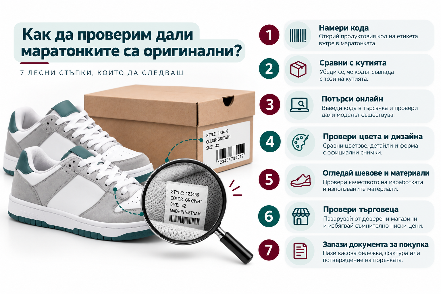 SKU, артикулен номер - как се разпознават оригинални маратонки по код